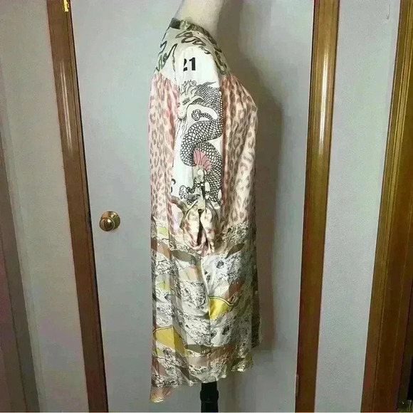 La Prestic Ouiston Open It Mao Collar Blouse Dress All Over Print Size 0 (US 4) - Picture 7 of 12